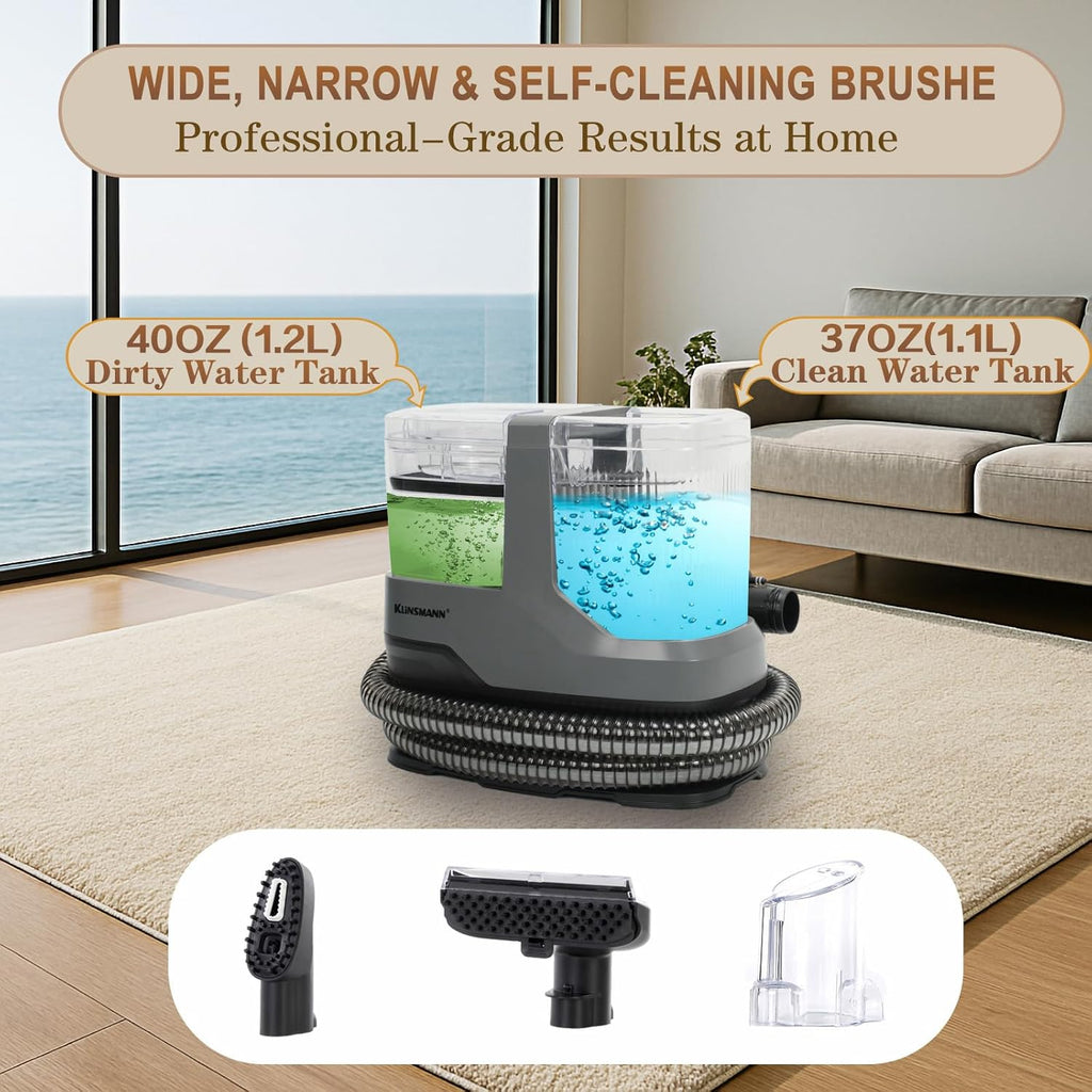 Couch & Upholstery Cleaner Machine, Portable Carpet Cleaner Machine with 17KPa Powerful Suction, Small Handheld Carpet Shampooer for Deep Cleaning Car Seat, Sofa, Furniture, Rug, Spot & Pet Mess