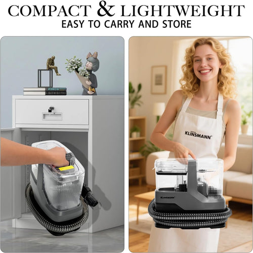 Couch & Upholstery Cleaner Machine, Portable Carpet Cleaner Machine with 17KPa Powerful Suction, Small Handheld Carpet Shampooer for Deep Cleaning Car Seat, Sofa, Furniture, Rug, Spot & Pet Mess