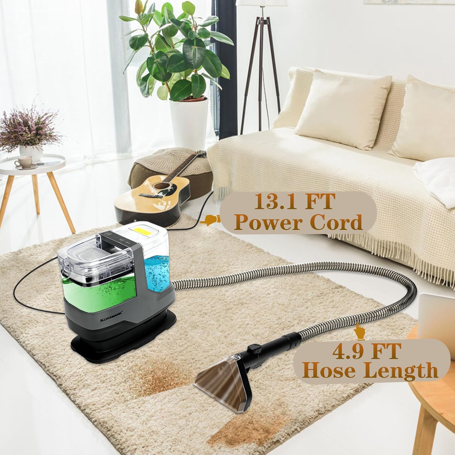Couch & Upholstery Cleaner Machine, Portable Carpet Cleaner Machine with 17KPa Powerful Suction, Small Handheld Carpet Shampooer for Deep Cleaning Car Seat, Sofa, Furniture, Rug, Spot & Pet Mess